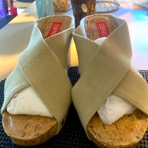 Tan Esprit wedge sandals slightly worn